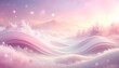 © Hashigo - ピンク色の幻想的な雪山と波の風景 / Fantasy pink snowy mountains and waves landscape (Generative AI)