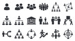 © Rosana - Flat business person icons and human resource symbols showing team management, leadership structure and organizational hierarchy, representing corporate strategy and workforce coordination
