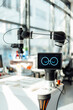 © BusinessClass by W61 - Medical research robot with digital face in laboratory