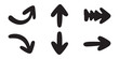 © Kamil - Selection of six thick hand drawn arrows and directional pointers for creative UI design projects.