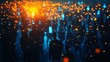 © Farah - Silhouettes of diverse people connected through a glowing digital network in a vibrant urban environment