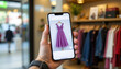 © Hathairat - Purple dress smartphone online shopping mobile app retail store fashion fitting room female clothing ecommerce consumer