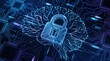 © An - A digital illustration showcases a glowing padlock overlaid with a neural network, symbolizing cybersecurity and data protection.