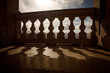 © 9parusnikov - Shadow silhouette of a classical stone balustrade on a sunlit terrace floor