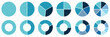 © sampa - Circle division infographic icon set. Pie chart . Color pizza or donut round diagram. Infographic wheel segment and fraction. with white background EPS10