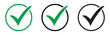 © Maksim - Check mark icon set in circles. Green and black tick signs, ok and approve symbols line art