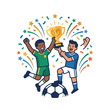 © Fauzi - Two Soccer Players Celebrating Victory.