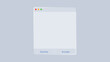 © hiten666 - Liquid glass morphism computer window with accept and decline button. Modern user interface element with frosted blur effect. Minimalist digital popup for web design and application.
