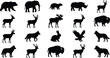 © Mst Salma Khatun - Assortment of wild animal silhouettes including deer moose bison elephants and foxes