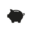 © Sharmin - Black silhouette graphic icon of a piggy bank facing left with piggybank