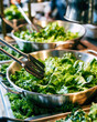© Yurii Semonov - Fresh Salad Greens in Metal Bowls for Restaurant Kitchen Prep and Catering