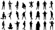 © Rabbe - Set of diverse people silhouettes in various dynamic poses and activities isolated on transparent background, Vector