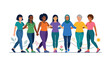 © Segati - Diverse group of women walking together arm in arm celebrating unity and friendship Vector