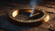© Keopaserth - Ashtray with burning cigarette on stone surface, dramatic smoke and warm light, overhead close up