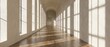 © ZL Studio - Elegant Sunlit Architectural Corridor with Grand Perspective and Natural Light