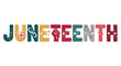© Arina Fadila - Juneteenth celebration graphic with colorful text and freedom symbols
