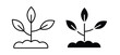 © tara - Seedling vector icon set black filled and outlined style.