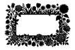 © Sulemari - Black Floral Silhouette Frame with Roses Tulips and Daisies