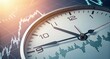 © Enjoy - Stock market volatility affects investor fear index shown on clock face with financial chart background in warm light
