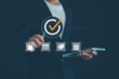 © paripat - Business professional analyzing verified online shopping and digital marketplace quality assurance with ecommerce validation, secure transactions, customer trust, and retail approval concepts.