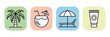 © LEECOO STUDIO - Summer Vacation Flat Vector Icons with Palm Tree, Coconut Cocktail, Sunbed and Sunscreen, Tourism and Travel Design Illustration Set