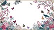 © suhri - Floral illustration featuring birds and butterflies with copy space
