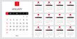 © CSE20 - Minimalist style monthly calendar template for 2027 year | English calendar | Week starts on Sunday | Set of 12 months | Clear readable layout | Square composition