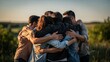 © azwar anas - group of people hugging outdoors.