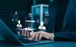 © Supatman - Banking fraud risk and financial transaction monitoring concept. global money transfer, warning alerts, customer profiles, bank icons, compliance checks, AML anti-money laundering, and cybersecurity