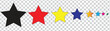© Fatema - Vector illustration of a shiny gold five star rating button symbol on a bright 3d design flag for a celebration award