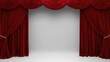 © NeuralNiche - Sophisticated red velvet curtains arranged differently on white backdrop for theater ambiance