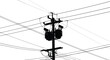 © MdMominur - Silhouette of electrical power pole with transformers and wires against white background Keywords: electricity, power, pole, transformer