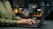 © PNGLovers - Professional typing on laptop with digital telecommunication interface for wireless networking, 5G connectivity, internet speed modern technology business concept