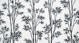 Black and white bamboo stalks botanical pattern with botanical, silhouette