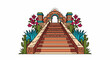 © medirowo - Ancient stone steps lead to a decorative archway with floral and cactus accents