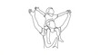 © SADIQ - Minimalist continuous line drawing of family holding hands in unity outline illustration