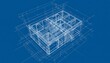 © MD - High-angle orthographic view of a technical architectural blueprint of a multi-story building plan