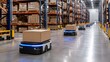 © Jessica - Autonomous warehouse robots transporting boxes through logistics center