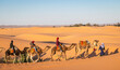 © Cavan Images - group of friends enjoying a camel ride in the Sahara