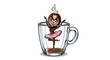 © pace - Cute cartoon girl holding a glass of wine.