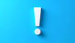 © hardvicore - White exclamation mark on solid blue background, modern minimal design, clean composition, soft subtle shadow, flat design style. Close-up.