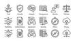 © Happy Carrot - Business ethics and data security line icons representing trust, integrity, transparency, and privacy in a clean, minimalist vector set for corporate concepts