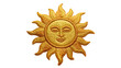 © Maria - Golden embroidered sun face patch with radiating rays, isolated on transparent background