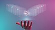 © Abhishek - A digital interface featuring a checkmark icon hovering above a human hand in a futuristic setting.