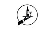 © PNG Pix - Silhouette of a waiter's hand in a suit sleeve holding a tray with a wine bottle and a glass inside a circular frame logo.