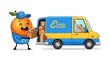 © Briana - Cartoon delivery truck with smiling driver and dog.