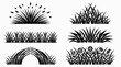 © dikifajarfadilah - Collection of black grass silhouette elements and floral plants bundle including lawn borders and wildflower tufts for landscape design