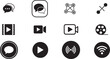 © rofikgraph24 - Multimedia chat and digital media interface flat solid and line icon set