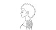 © Tri - Woman with curly hair and tattoo.