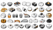 © Airin - Variety of sushi and seafood dishes.